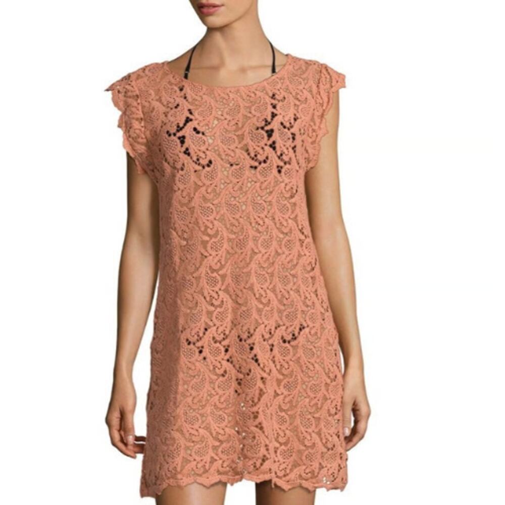 Eberjey Cotton Tail Amina Lace Swim Cover-Up EUC Size Medium Large